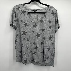 Rails Shirt Womens Medium Gray Heather Charcoal Stars V Neck Lightweight Tee